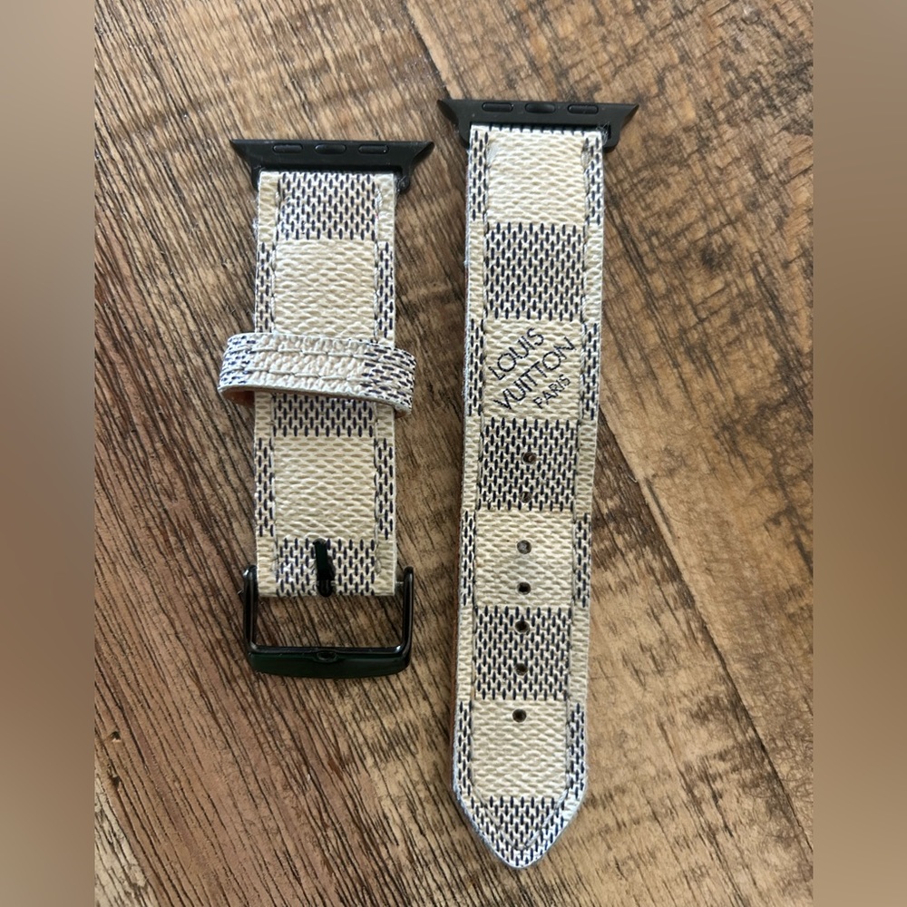 AUTHENTIC UPCYCLED LV DAMIER AZUR Apple Watch band for 42mm size * Sparkle Bands